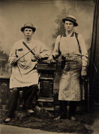 (TINTYPES--OCCUPATIONALS & COSTUMES) A selection of 26 compelling tintypes.